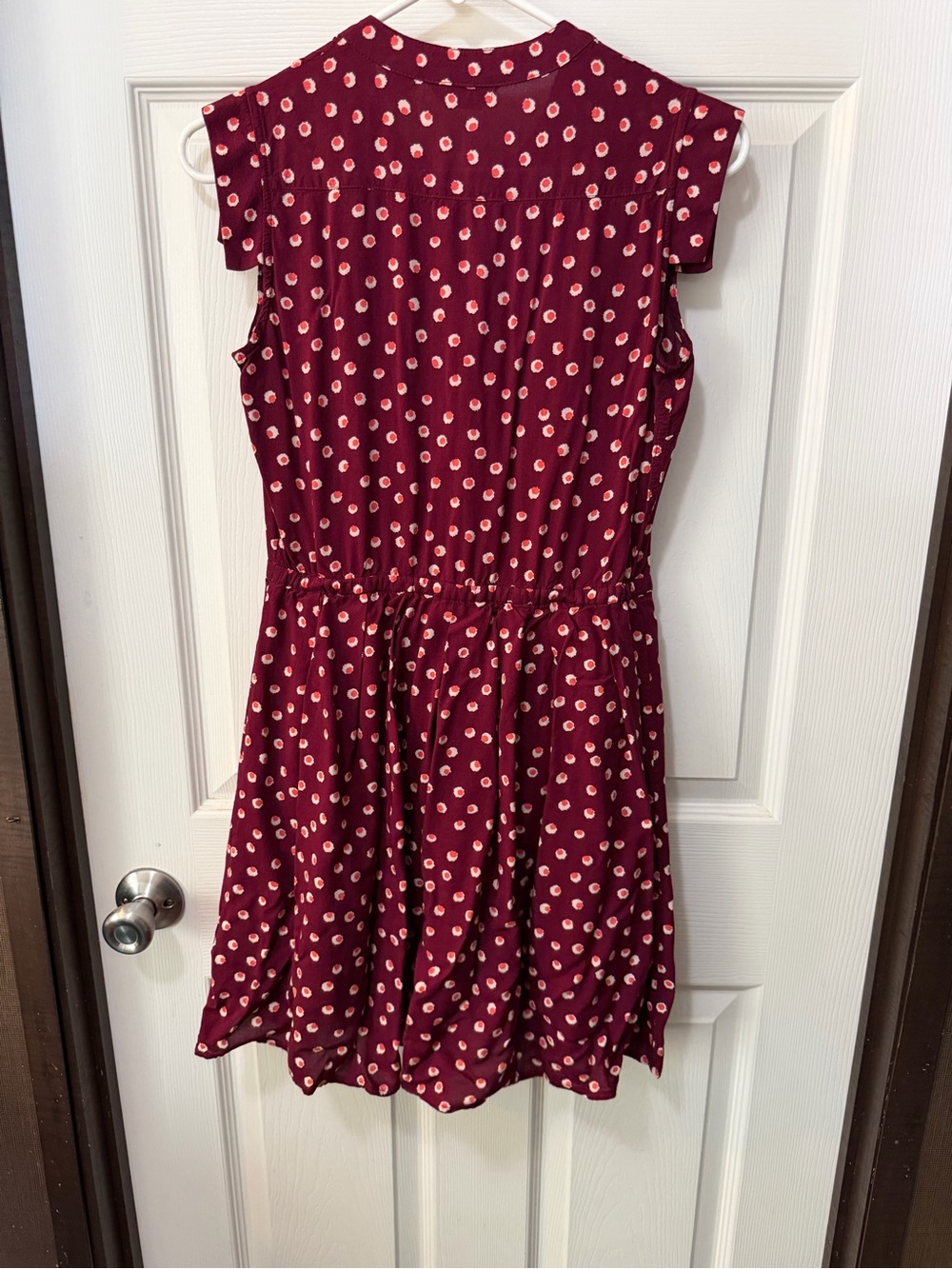 Anthropologie TYLHO Burgandy & White Polka Dot West Side Street Dress Sz S - Picture 6 of 8